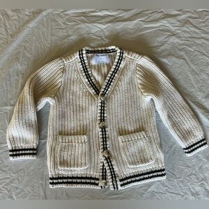 Boys Old Navy Cream and Black Knit Cardigan
